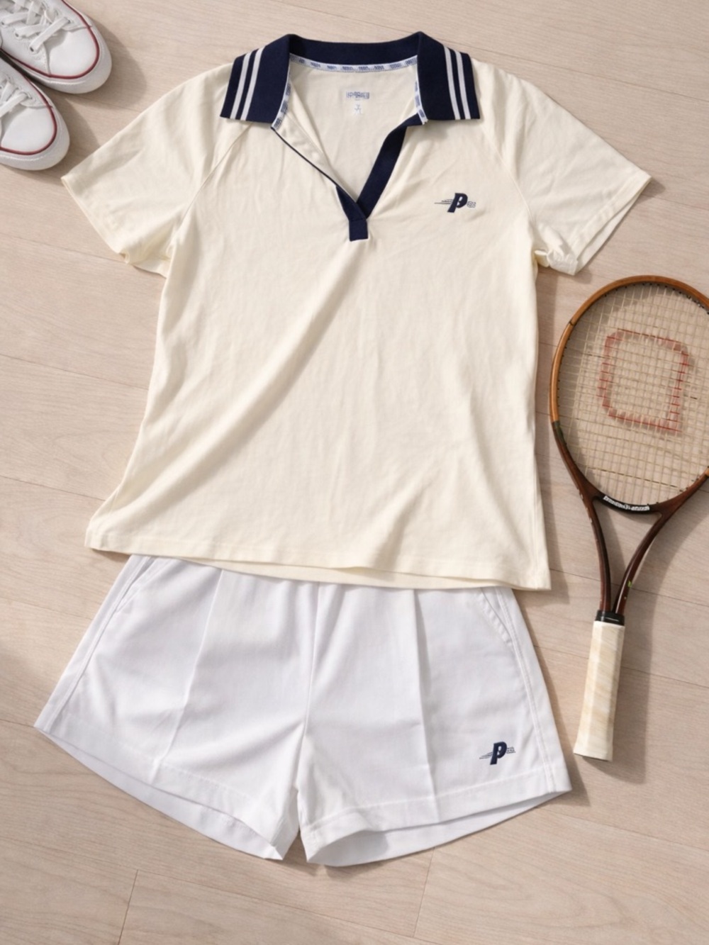 Prince Cream Polo Top with Navy Trim